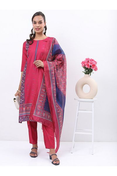 Vishudh By Styli Pink Printed Kurta Set with Dupatta