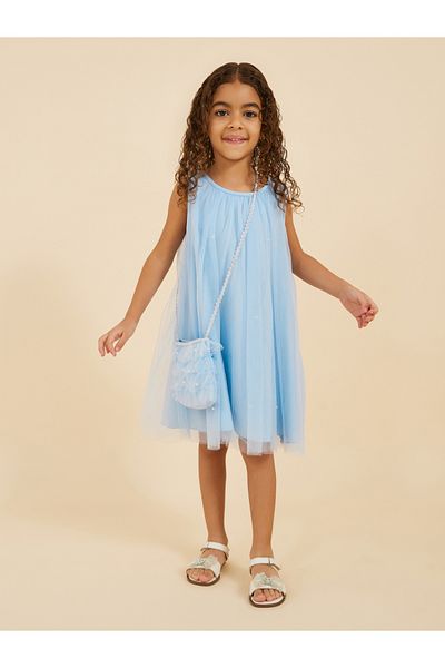 Styli Sleeveless Round Neck Mesh Dress