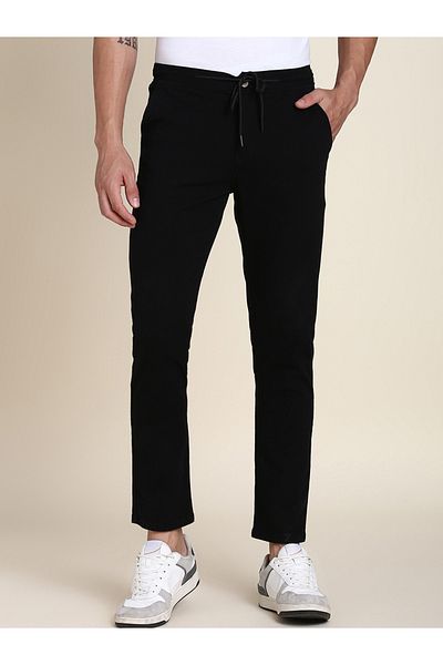 Dennis Lingo By Styli Men Black Straight Leg Mid-Rise Pants