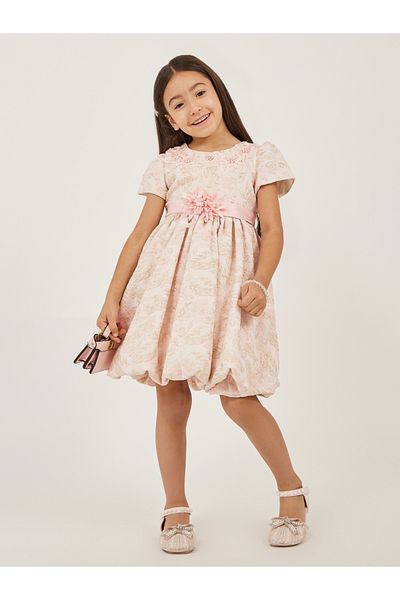 Styli Embellished Puff Sleeve A-Line Dress