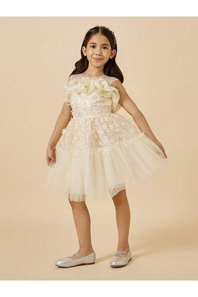 Styli Embellished Ruffled Detail Sleeveless Dress