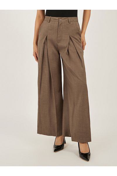 Styli Brown High Rise Wide Leg Pants