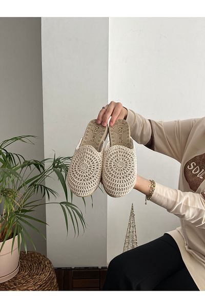 Behtah Kundura Papuci de vară împletit în față, cu talpă anti-alunecare