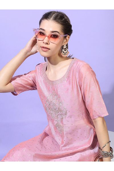 Vishudh By Styli Women Pink Printed Kurta with Trouser