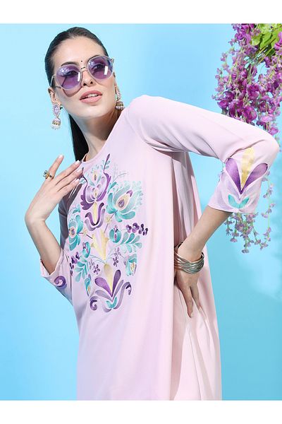 Vishudh By Styli Women Embroidered High-Low Kurta with Dhoti Pants
