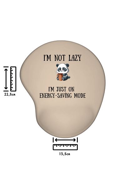 IVART Panda- I'M Not Lazy I'M Energy Saving Mode Printed Wrist Support Oval Mouse Pad