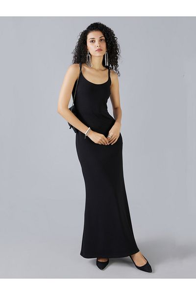 Mish By Styli Scoop Neck Embellished Strappy Bodycon Maxi Dress
