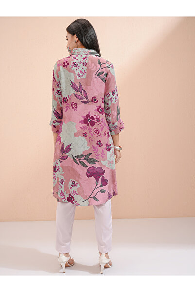 Vishudh By Styli Women Purple Floral Printed Viscose Kurta