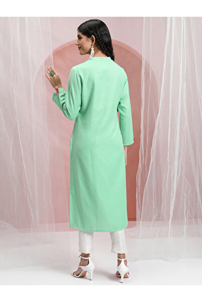 Vishudh By Styli Women Green Printed Straight Kurta