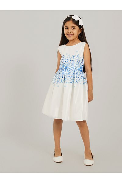 Styli Floral Printed Bow Detail Pleated Dress