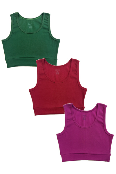 MODA Bluză crop top din tricotaj cu striații bumbac basic cu bretele groase, ...