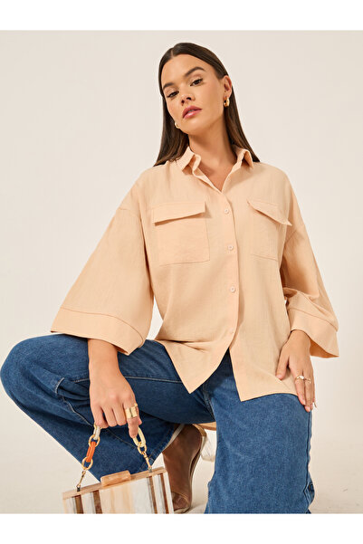 Styli قميص كبير الحجم بياقة منتشرة وأزرار