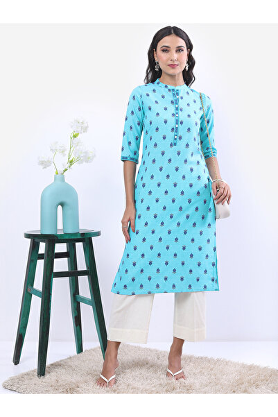 Vishudh By Styli Mandarin Collar Ethnic Motifs Printed Kurta
