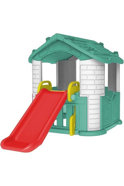 ALBADER Big Children House With Slide, Playhouse For Kids, House for Backyard, Playset With Slide
