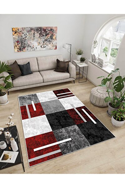 Dijidekor Shine M(105) Red Fringeless Non-Slip Based Digital Printed Decorati...