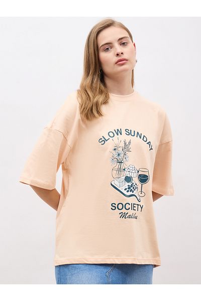 Styli Graphic Print Short Sleeve Oversized T-Shirt