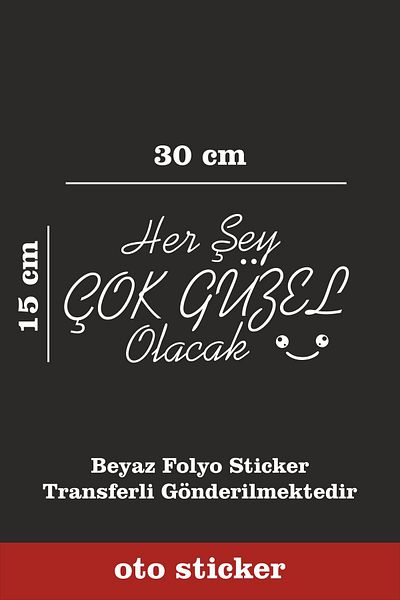 arduçlazer Totul va fi frumos Autocolant pentru geam din spate 30x15 cm Culoare Albă