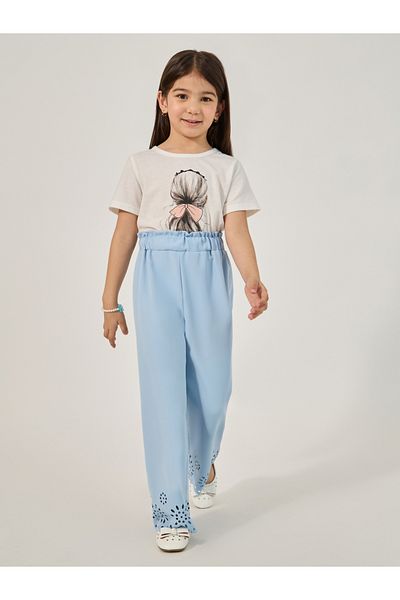 Styli Solid Laser Cut Hem Relaxed Fit Pants