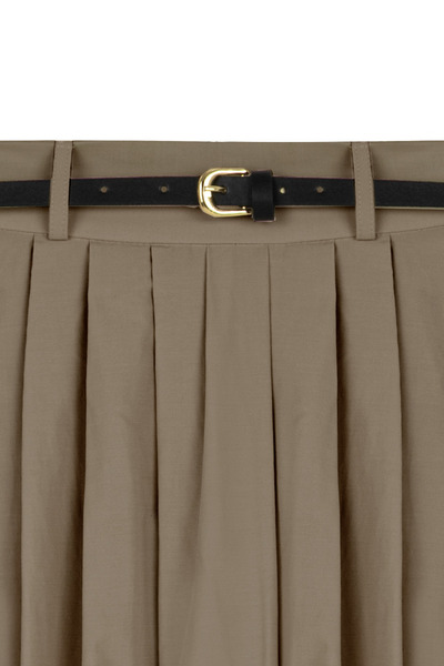 praye Kemerli Sık Pensli Uzun Etek Vizon