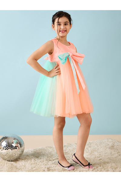 Stylo Bug By Styli Solid Bow Detail Sleeveless A-Line Dress