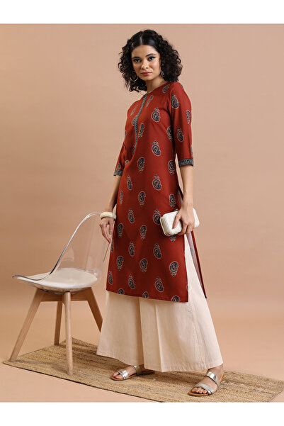 Vishudh By Styli Ethnic Motifs Embellished Keyhole Neck Thread Work Kurta