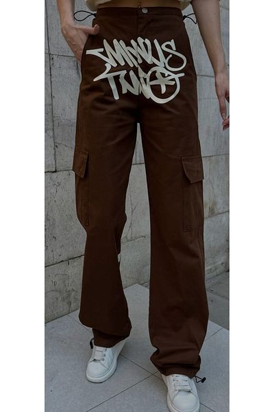 couis Jeans Front Printed Waist Leg Unit Loose Fit Wide Leg