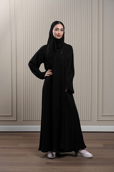 LAVİNİA Lavinia women abaya, flared abaya, 3 front buttons, pleats, button/pleat back.