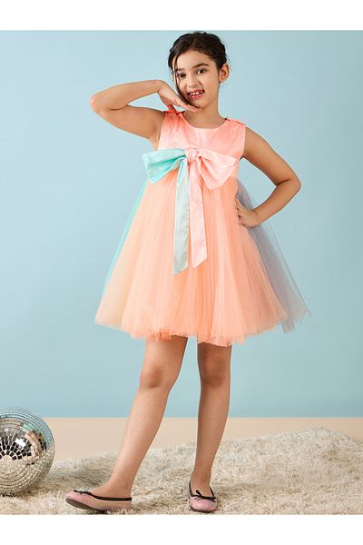 Stylo Bug By Styli Solid Bow Detail Sleeveless A-Line Dress
