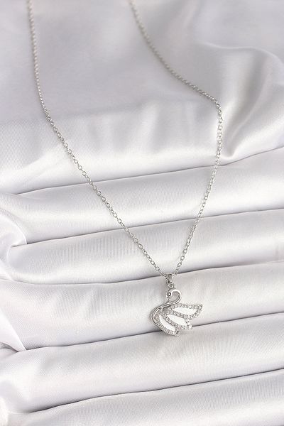Skygo 316L Steel Silver Color Chain Zircon Stone Swan Model Women's Necklace - Tj-Bko9997
