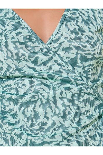 Take Two By Styli Green Floral Printed Wrap Top