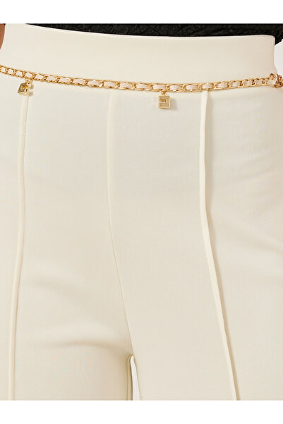 Styli Flared Knitted Pants with Pintuck Detail