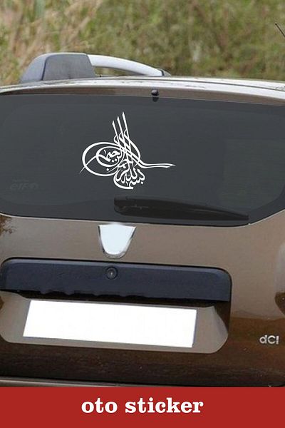 arduçlazer Autocolant pentru geam spate vehicul Ottoman Tughra culoare albă 25x20 cm