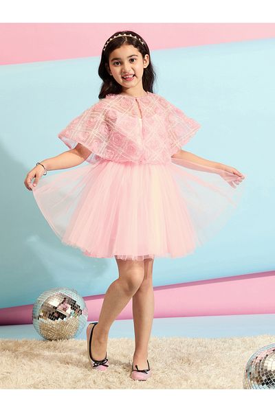 Stylo Bug By Styli Embellished Cape Sleeves A-Line Dress