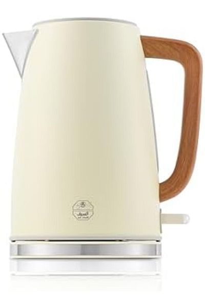 ALSAIF Electric Kettle With Wood Handle , Automatic Shut-off Function, 1.7l, 2200w, Beige
