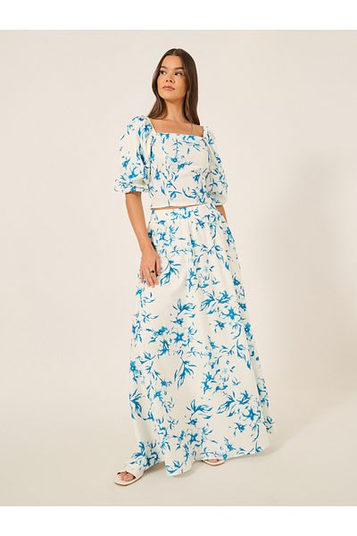 Styli All-Over Print Flared Maxi Skirt