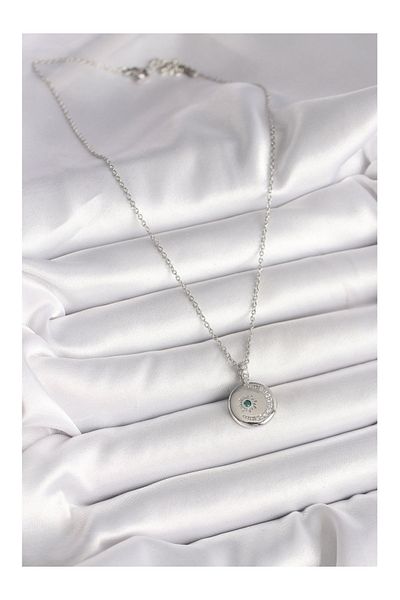 Clariss 316L الصلب الفضة اللون سلسلة المنجد مع حجر الزركون المطرزة الهلال ستار نموذج قلادة المرأة