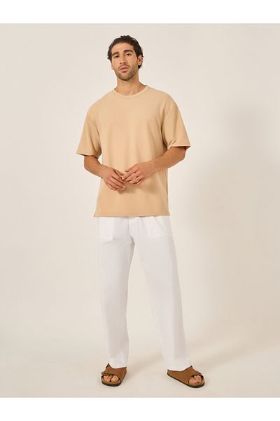 Styli Slub Twill Relaxed Fit Pants with Drawcord Waistband