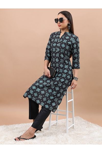 Vishudh By Styli Geometric Printed Mandarin Collar Kurta