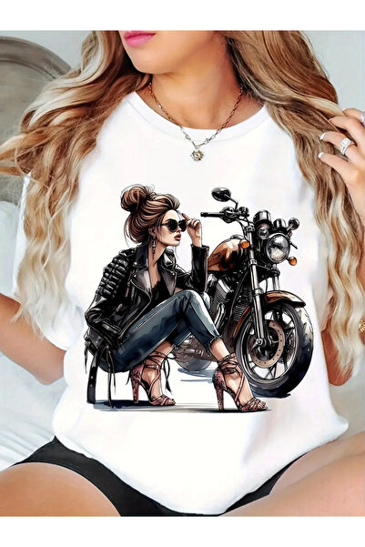 l'eivor Tricou din bumbac pentru femei cu imprimeu Cool Biker