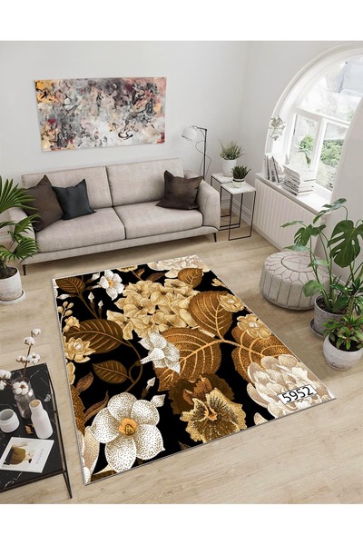 Dijidekor Shine M(10) Brown Fringeless Non-Slip Based Digital cu imprimeu Cov...