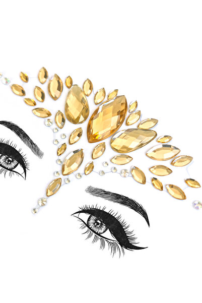 BearPear Gold Renk Işıltılı Kristal Yüz Taşı Face Gems Sticker