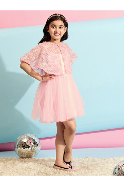 Stylo Bug By Styli Embellished Cape Sleeves A-Line Dress