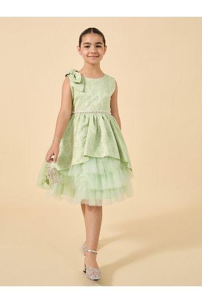 Styli Mesh Hem Layered Sleeveless Dress
