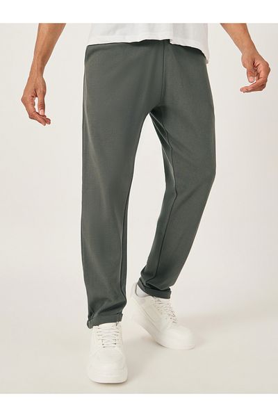 Styli Slim Fit Pique Knit Pants with Turn-Up Hem