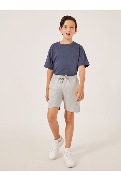 Styli Solid Drawstring Waist Shorts with Badge Detail