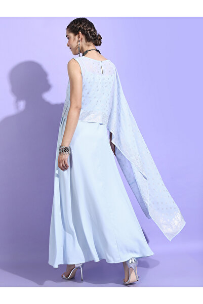 Vishudh By Styli Women Blue Solid Maxi Top