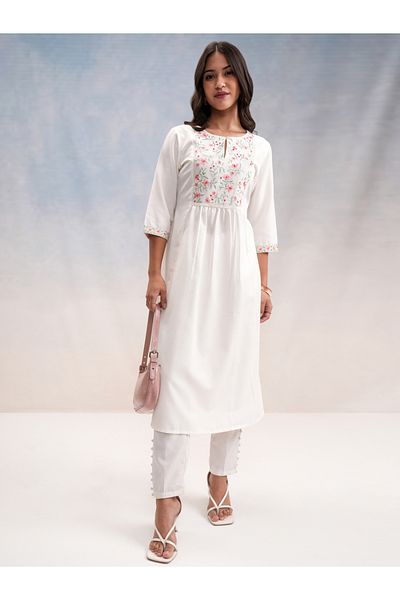 Vishudh By Styli Floral Embroidered A-Line Kurta