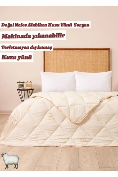 ÇIQRIK HOME Double Luxury Merino Lamb Wool Quilt 75% Wool 25% Silicone