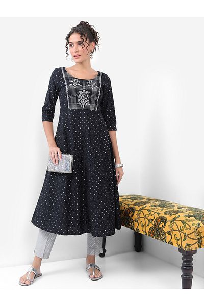 Vishudh By Styli Floral Embroidered A-Line Kurta