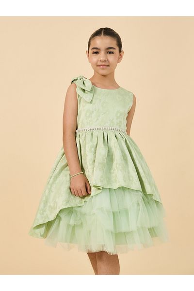 Styli Mesh Hem Layered Sleeveless Dress